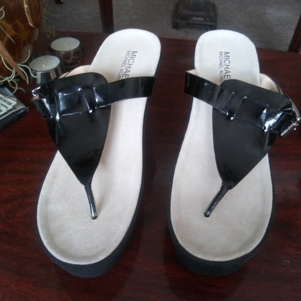 Michael Kors wedge flip flops